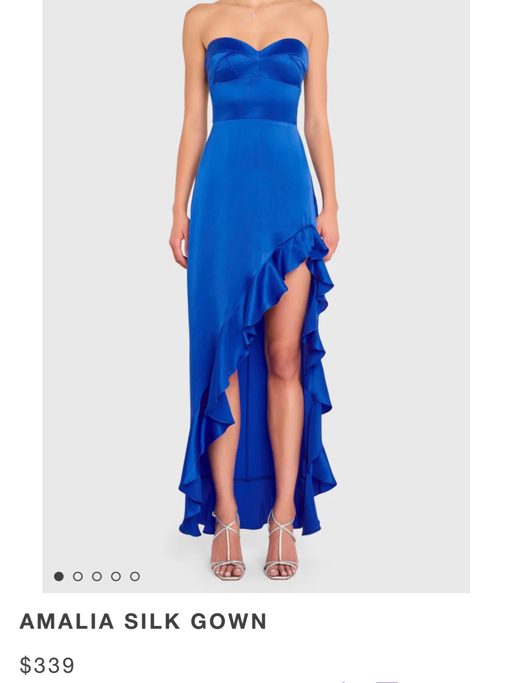 Amanda Uprichard Royal Blue Strapless Silk Gown Worn Once